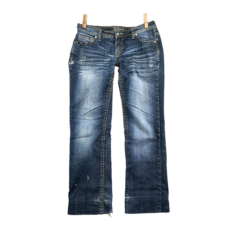 Adiktd Jeans Womens 8 Blue Whisker Denim Rodeo Bootcut Cowgirl Western Rancher